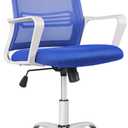 HOMEFLA Ergonomic Computer, Home Wheels Mesh Office Desk, Mid Back Rolling Task Chair, Blue (21D x 22W x 39H in)