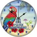 It 5 Oclock Somewhere Wall Clock Parrot Martini Retired Wood Clock 10 inch Wall Clock Battery Operated Silent Non Farmhouse Wall Decor Home Decor for Bathroom Kitchen Living Room Bedroom