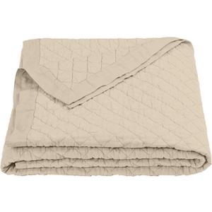 HiEnd Accents Linen Cotton Diamond Quilt, Queen Size, Light Tan Solid Color, Classic Traditional Rustic Style Luxury Bedding, Soft Lightweight Bed Cover