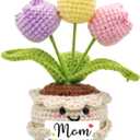 Tiny Detalles Mini Crochet Tulip Flower, Birthday Gifts for Mom from Daughter Son, Valentine Mothers Day for Bonus Mom Step Mama, Cute Flower Crochet for Desk Decor