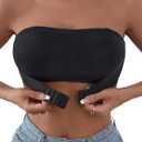 COZYEASE Women's Strapless Front Closure Bra One Piece Comfort Wireless Bottom Hem Bras (Medium, Black)