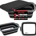 2-Pack XL Collapsible BBQ Prep Tub with Lid (4.22 Gal / 16L) - Built-In Cutting Board & Strainer, Large Meat Marinade Container, Camping Sink & Food Storage Bin for Grilling, Outdoor Cooking - Black