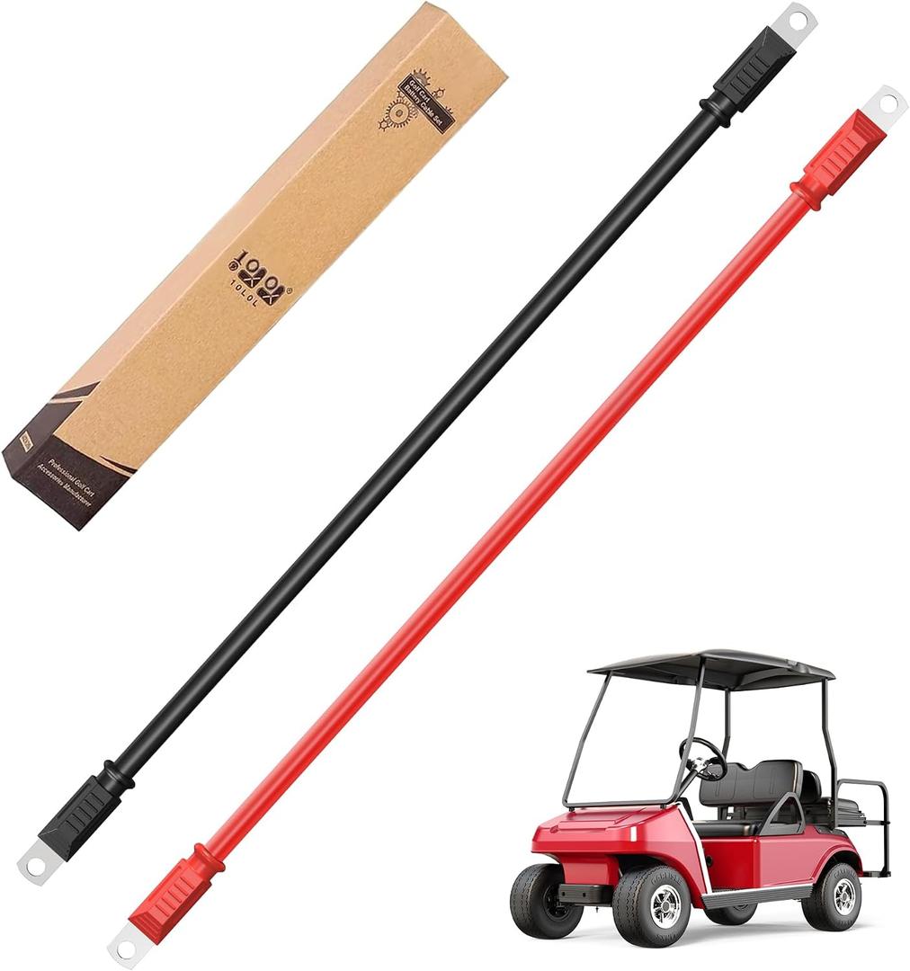 10L0L Golf Cart Battery Cables 4 Gauge for 36v & 48v EZGO TXT 1994-UP, AC/DC Wire Welding Battery Pure Copper Flexible Cable
