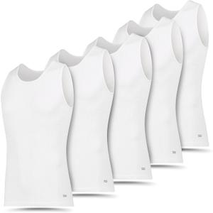 Levi's Lightweight Tank Tops for Men, 5 Pack Classic Ribbed Cotton Mens Undershirts White L
