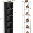 5 Cube Black Book Shelf, Tall Bookcase for Bedroom Home Office Living Room