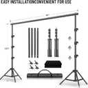 BEIYANG 8.5X10 FT Photo Background Stand with 10X12 FT Black Backdrop Screen, Adjustable Background Holder Support System Kit for Photography Video, Parties Decoration with Carry Bag & Clamps