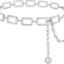 Women's Chain Belt Metal Waist Belt Chunky Belly Link Belt (L: 53.1 in/135 cm)
