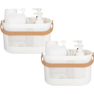UUJOLY Plastic Storage Baskets with Handles, Shower Caddy Shelf Organizers Basket for Bathroom, Kitchen, Dorm Room, Yellow, 2 Pack
