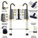 RIKADE Telescopic Ladder, 6.5 ft Aluminum Telescoping Ladder with Non-Slip Feet and Stable Hook, Portable Extension Ladder for Household and Outdoor Working, Max Load 330 lb, Aluminum