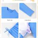 Girls Bathing Suit Two Piece Ruched Long Sleeve Rash Guard Print Design Swimsuit Size 6-14Y (Blue, S)