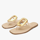 Flip-Flops for Women Thong Sandals Flat Black Slip on Slides Leather Beach Comfort Open Square Toe Ladies Slipper Dressy Metal Hardware Decoration Summer Shoes Casual Fashion
Size 10
