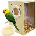 kathson Parakeet Nesting Box Transparent Bird House Bird Nest Box for Cage Parrot Nesting Boxes Wooden Breeding Box for Cockatiel Lovebirds Budgie Finch Canary(M) ([L:8.9 x 5.9 x 5.9 lnches])