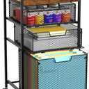 SWTYMIKI Rolling File Cart with Drawers - 4 Tier Under Desk Storage Craft Rolling Organizer Cart - Office Storage &Organization, Mobile Metal Filing Cabinet for Office and Home Espresso