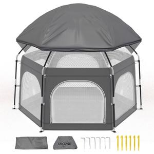 Baby Playpen with Canopy, Portable Outdoor & Indoor Baby Beach Tent for Babies and Toddlers, Foldable Play Yard with Mosquito Net, Travel Play Yard Includes Sand Stakes & Carry Bag