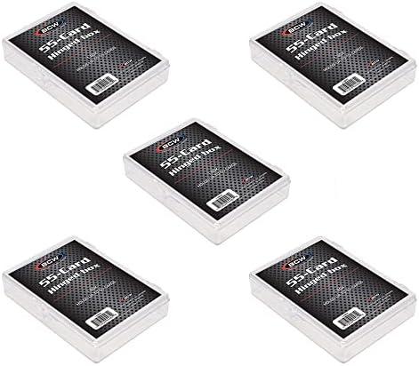 BCW Hinged Trading Card Box – 55 Count (Pack of 5) | Clear Plastic Card Storage Box | Snap Lock Trading Card Case for Pokémon, and TCG Cards