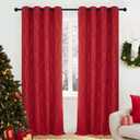 Deconovo Blackout Curtains 2 Panels for Bedroom and Living Room, Gold Foil Wave Lines and Dots, Thermal Insulated Room Darkening Grommet Window Drapes for Nursery and Kids Room, Red, 52W x 84L Inch Red