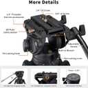 Cayer BV30L Video Tripod System, 72" Heavy Duty Aluminum Twin Tube Tripod with K3 Fluid Head, 75mm Flat Base, Max Load 13.2lbs, for DSLR Cameras, Camcorders, Includes 2 Quick Release Plates