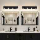 4-Light Matte Black Bathroom Light Fixtures, with Clear Glass Shade