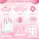 Suncalla 76 Pcs Spa Sleepover Party Supplies, 12 Pink Bow Headbands, 12 Eye Masks, 12 Velvet Scrunchies, 12 Transparent Bags, 24 Wristbands, 1 Pink Ribbon for Women's Pajama Party favor