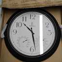 18 inch Outdoor Clocks for Patio Large Waterproof with Thermometer - Black Indoor Outdoor Clock with Temperature and Humidity for Wall - Weatherproof, Accurate & Easy to Read for Pool, Patio & Garden (Brushed Oil Black)