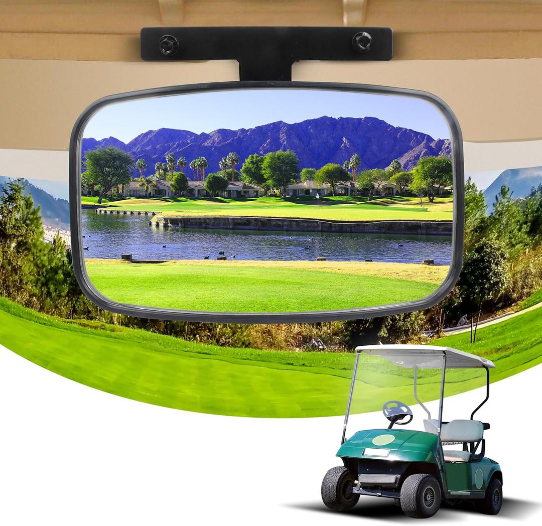 Universal Golf Cart Wide Rear View Mirror 8.07'' x 5'' Wide Panoramic Rearview Mirror for EZGO Club Car Yamaha