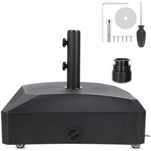 EVLIQUIL 81 lb Water Capacity Patio Umbrella Base Heavy Duty with Wheels Square Market Stand for Outdoor，Patio, Deck, Poolside，2 Locks 2 Knobs.