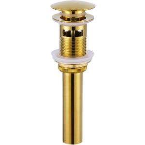 Angle Simple Bathroom Sink Drain Stopper Glossy Deep Titanium Gold Color, Brass Pop Up Sink Stopper with Overflow Hole for Sink with 1.61 to 2 Inches Drain Hole