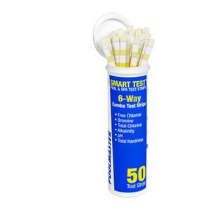 Poolmaster Smart Test 6-Way Swimming Pool and Spa Water Chemistry Test Strips, Made in The USA, 1 Pack,Blue