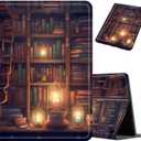 Case for Amazon Fire HD 8 Tablet (8th/7th/6th Generation, 2018/2017 / 2016 Release) 8", Slim PU Leather Adjustable Stand Cover with Smart Sleep/Wake for Fire HD 8 Tablet Case, Library