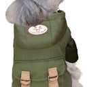 Waterproof Dog Winter Jacket with Harness Built in, Chihuahua Pomeranian Clothes, Small Dog Coat Hoodie with Legs, Pet Snowsuit with Warm Fleece Lining-Green-L