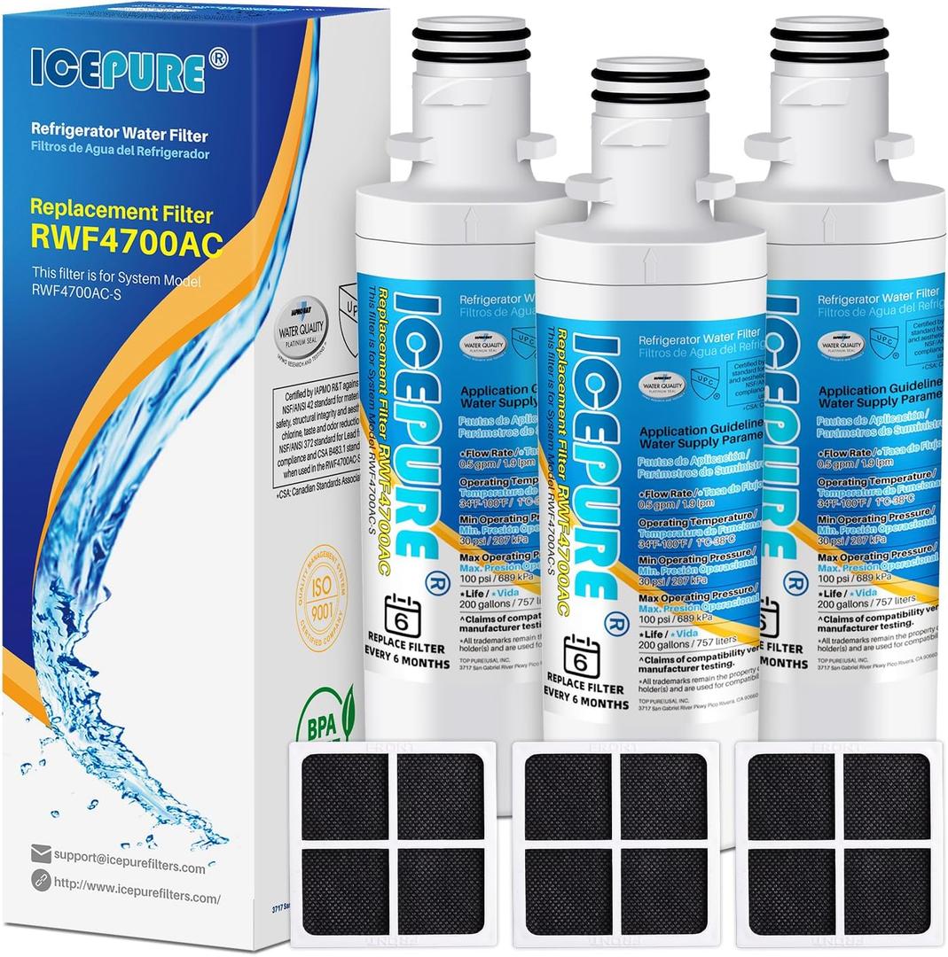 ICEPURE ADQ747935 Refrigerator Water Filter and Air Filter Replacement for LG  LT1000P,MDJ64844601, Kenmore Elite 9980, ADQ74793501 LT1000PC  ADQ74793502, LMXS28626S, LFXS26973S, LT120F, 3PACK