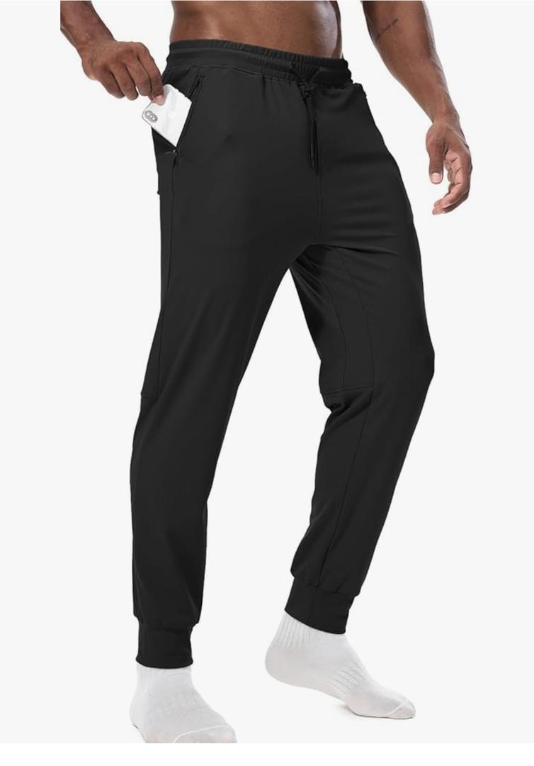 Surenow Men's Sweatpants Lightweight Joggers for Casual Athletic Workout Zipper Pockets Breathable Running Mesh Pants Small