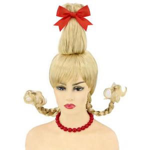 Topcosplay Womens or Girls Blonde Braids Wigs Christmas Cosutme Funny Wigs