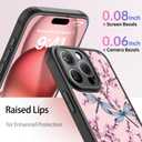 FUNMIKO Cute iPhone 13 Pro Phone Case Wireless Charging & Military-Grade Protection - Trendy Wildflower Design for Women Girls, Matte Cover with Shockproof Corners - Pink Flowers & Dragonflies