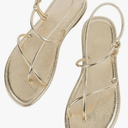 GORGLITTER Women's Metallic Strappy Flat Sandals Open Toe Dressy Summer Beach Thong Slides 41