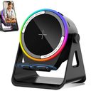 Wireless Induction Speaker, 5-in-1 Bluetooth 5.3 Phone Stand with 360° Rotation & RGB Ambient Light - Cool Tech Gadgets Gifts for Men Women Dad Mom - Compatible iPhone/Android/iPad/Samsung (Black)