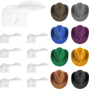 3.0 Inch Wall Hat Hooks (8 Pack) Strong Adhesive Cowboy Hat Rack with Anti-Slip Teeth, Multi-Purpose Hook for Keys & Accessories, Minimalist Hat Organizer, Western Room Decor Clear