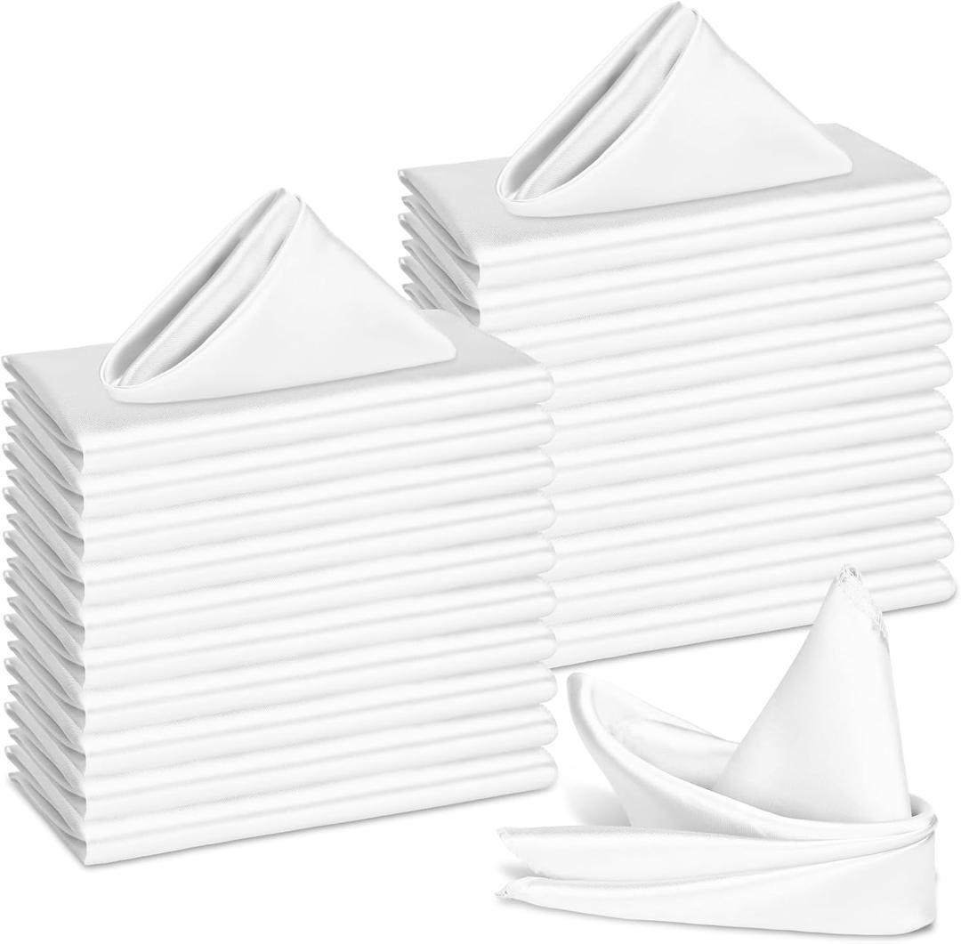 Bailarina 80 Pack White Satin Napkins,17x17 Inches Wedding Napkins Square Soft Silky Table Napkins Bulk Decorative Elegant Cloth Napkin for Party Decoration, Banquet,Wedding,Graduation