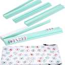 50cm Mahjong Racks with Pushers, Mint Green Wooden American Mahjong Tile Pushers & Racks Set of 4, with White Printed Mahjong Racks Drawstring Bag, Mahjong Accessories, 50 x 6.5 x 2.7 cm