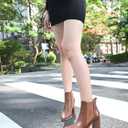 Chelsea Ankle Boots for Women Chunky Block Heel Booties Pointed Toe Stack Heel Brown Black Boots Dress Shoes Elastic Gore Slip On Comfortable Chelsea Boots (Brown, XL)