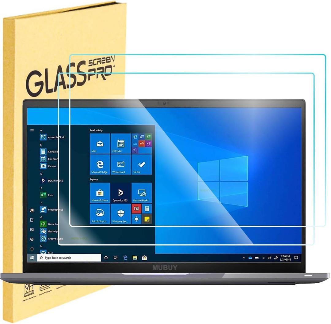 (2-Pack) 14" Laptop Screen Protector Tempered Glass for 14 HP/Dell/ASUS/Samsung/Lenovo/Acer/MSI/LG and All Other Brands 14" 16:9 Laptop, 9H Hardness, Anti-Fingerprint, No Bubble, HD