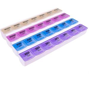 Apex 7-Day Mediplanner Pill Organizer, Weekly Pill Organizer, 4 Times A Day Color-Coded, Easy-Open, See-Through Lids, Organize Medication Or Vitamins by AM, PM, Evening and Bedtime