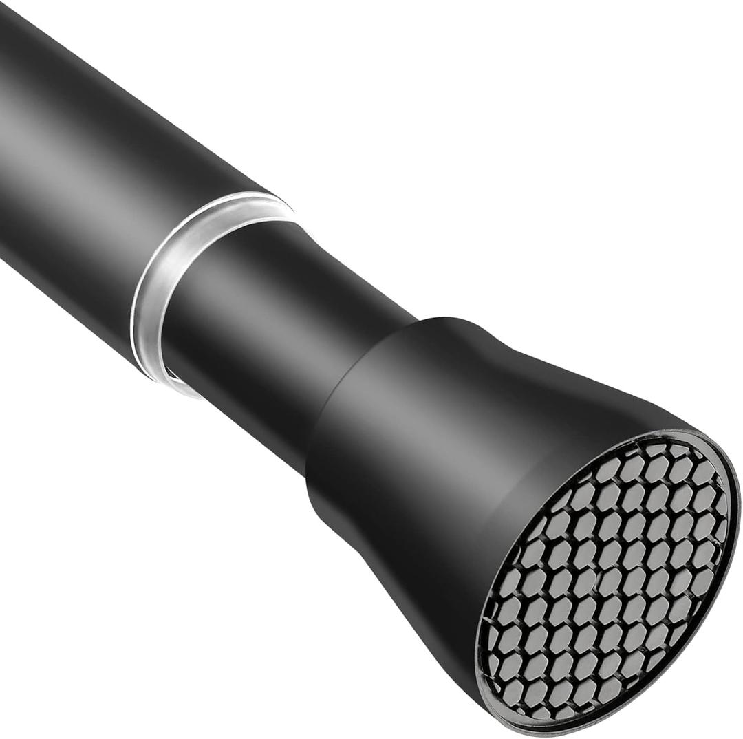 AIZESI Black Tension Curtain Rod for Windows 28 to 48 Inch, No Drilling Adjustable Expandable Spring Curtain Rod, 7/8" Diameter Never Rust, Small Shower Rod for Bathroom, Doorway, Closet
