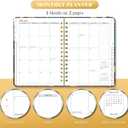 2 x 2026 Planner, A5 Weekly and Monthly Planners with Tabs, Spiral Bound Daily Calendar 2026 Planner, Agenda Organizers from Jan. to Dec., Hardcover Habit Tracker Journal 6.18" x 8.5"(Orange Flower)