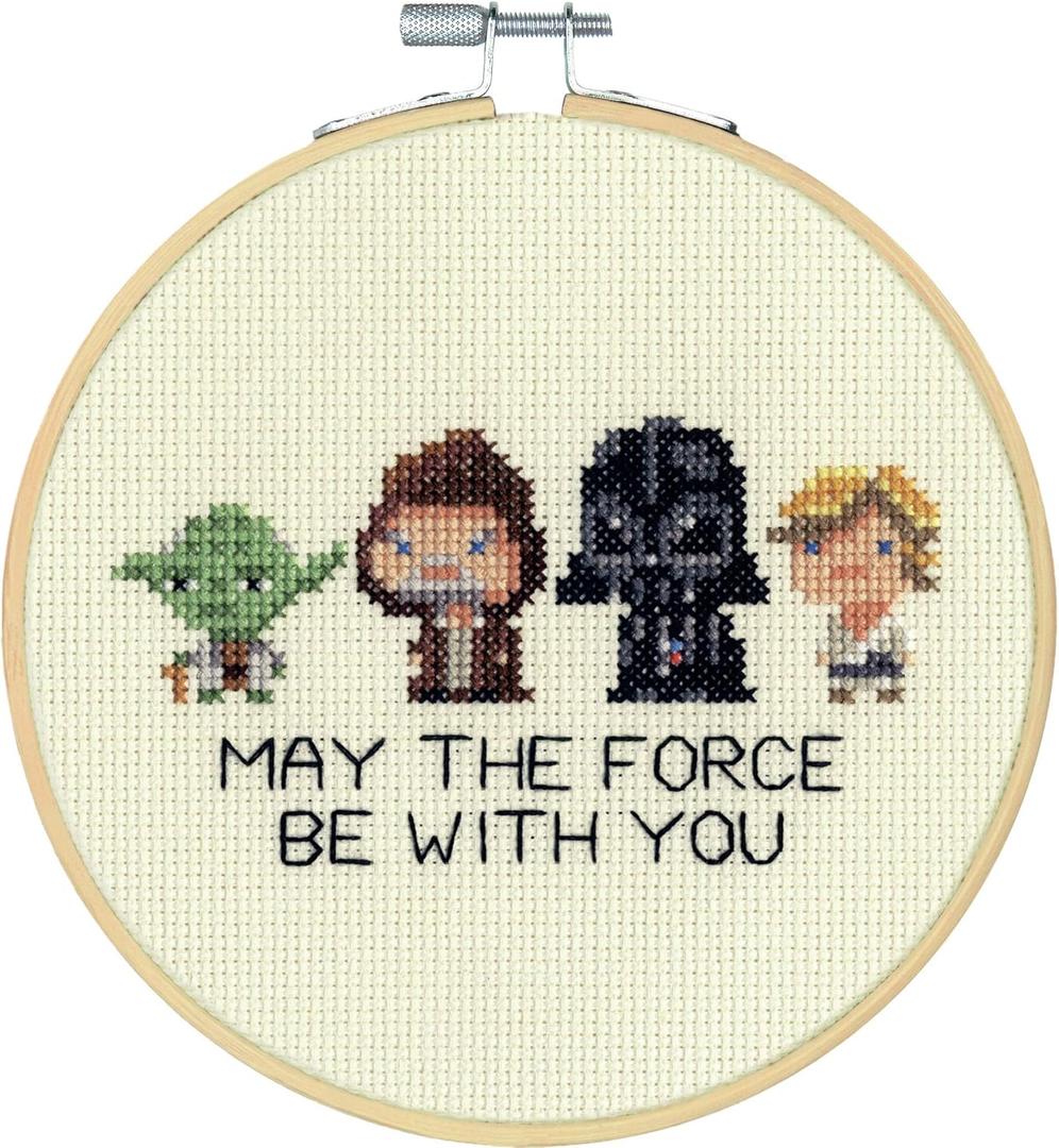 Dimensions 72-76143 Star Wars Family Counted Cross Stitch Kit, 14 Ivory Aida, 6" Diameter