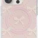 Magnetic Case for iPhone 13/14, Compatible with Magsafe, Cute Bowknot Aesthetic Bow Phone Case PC Protective Cover for Women Girls- Pink