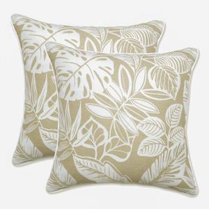 Pillow Perfect Outdoor/Indoor Throw Pillows, Large - 18.5" x 18.5", Natural Delray 2 Count