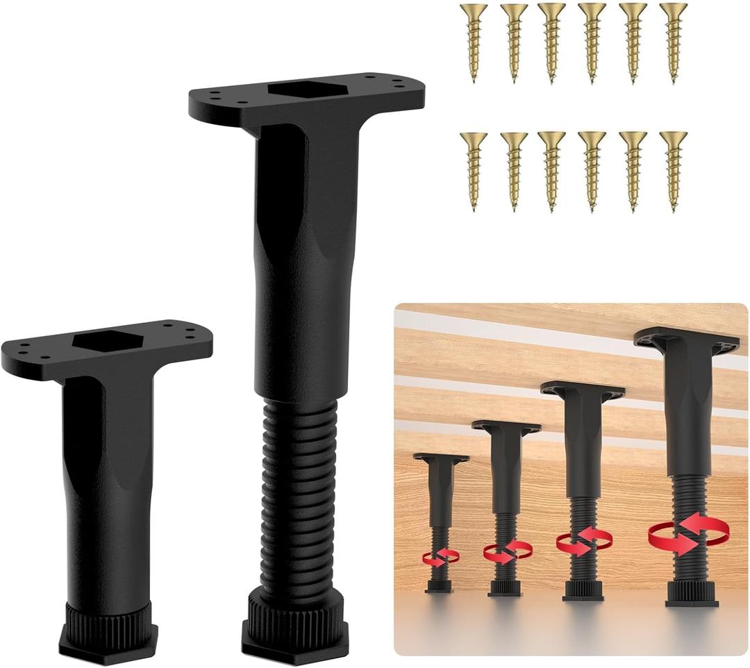 Adjustable Height Center Bed Support Leg for Sagging Shelf, Furniture Legs for Frame,Slat and Riser, Adjustable Height 5.1"-8.6" (2PCS)