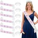 Janinka 6 Pcs Senior Sash 2026 Graduation Satin Sash with Glitter Letter Silver Crown Tiaras Cheer 2026 Gifts for Graduation Party Cheerleader Prom Photos Celebration(Pink)