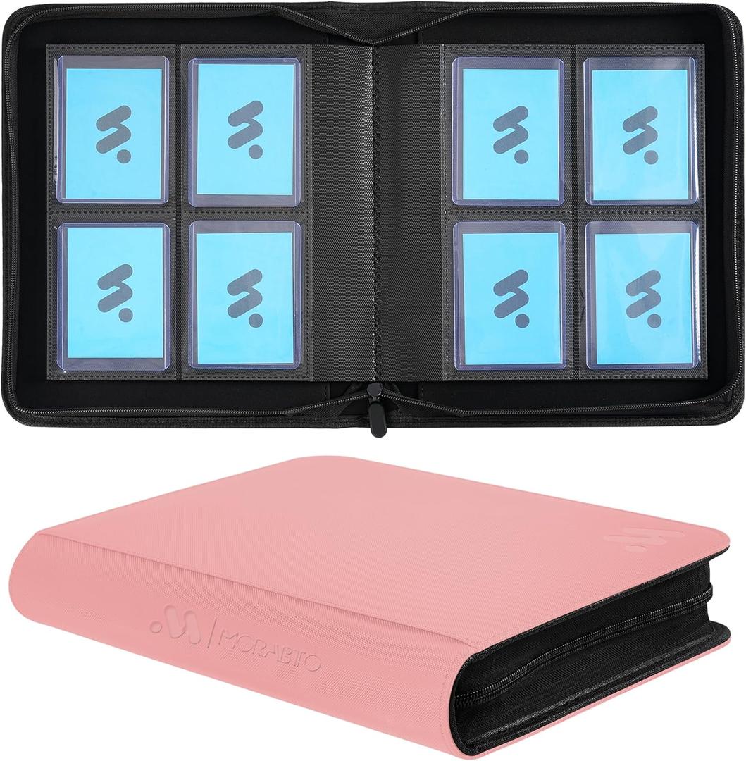Top Loader Binder, Holds 128 Top Loaders,4 Pocket Top Loader Binders for 3" x 4" Rigid Cards, Card Album Folder for Hard Plastic Top Loaders
